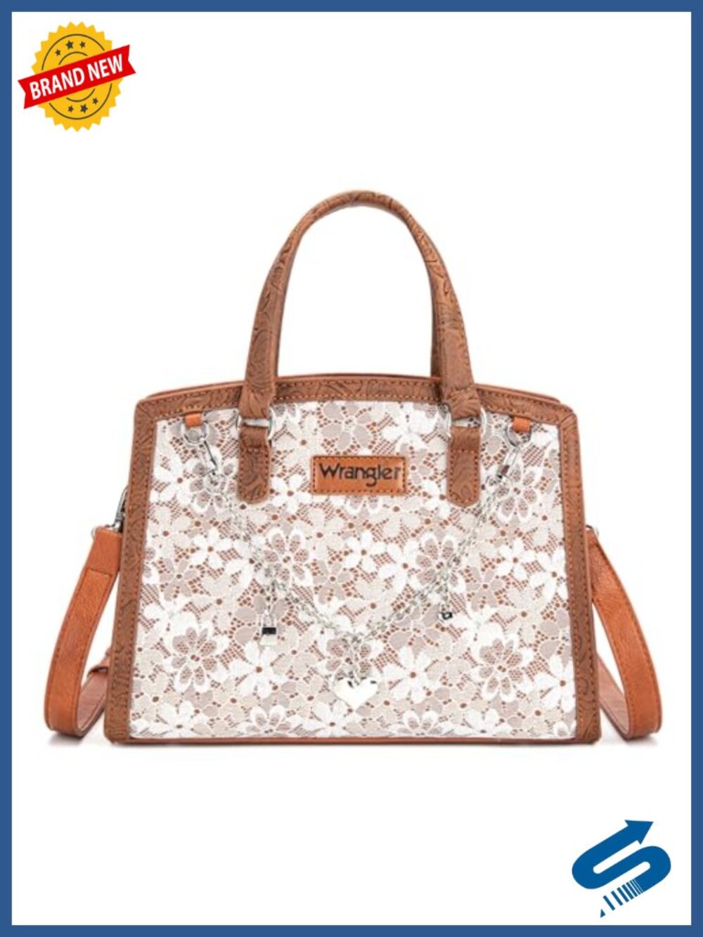 Wrangler Lace Tote Bag for Women, Medium Crossbody Top Handle Handbags Ladies